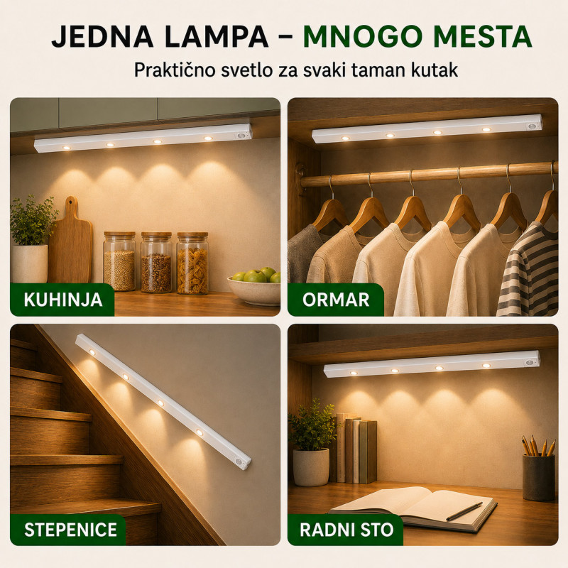 Magnetna LED lampa sa senzorom pokreta 80 cm sa USB kablom