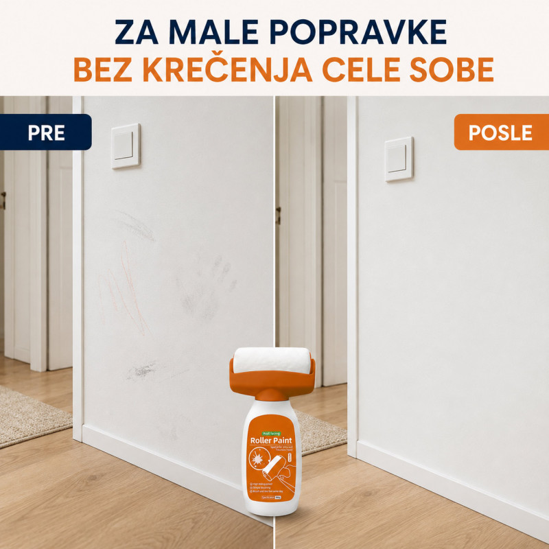 Valjak sa belom bojom za brzo krečenje i osvežavanje zidova – 500 g