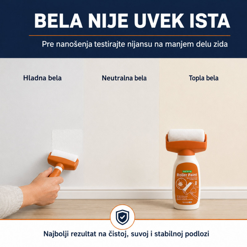 Valjak sa belom bojom za brzo krečenje i osvežavanje zidova – 500 g