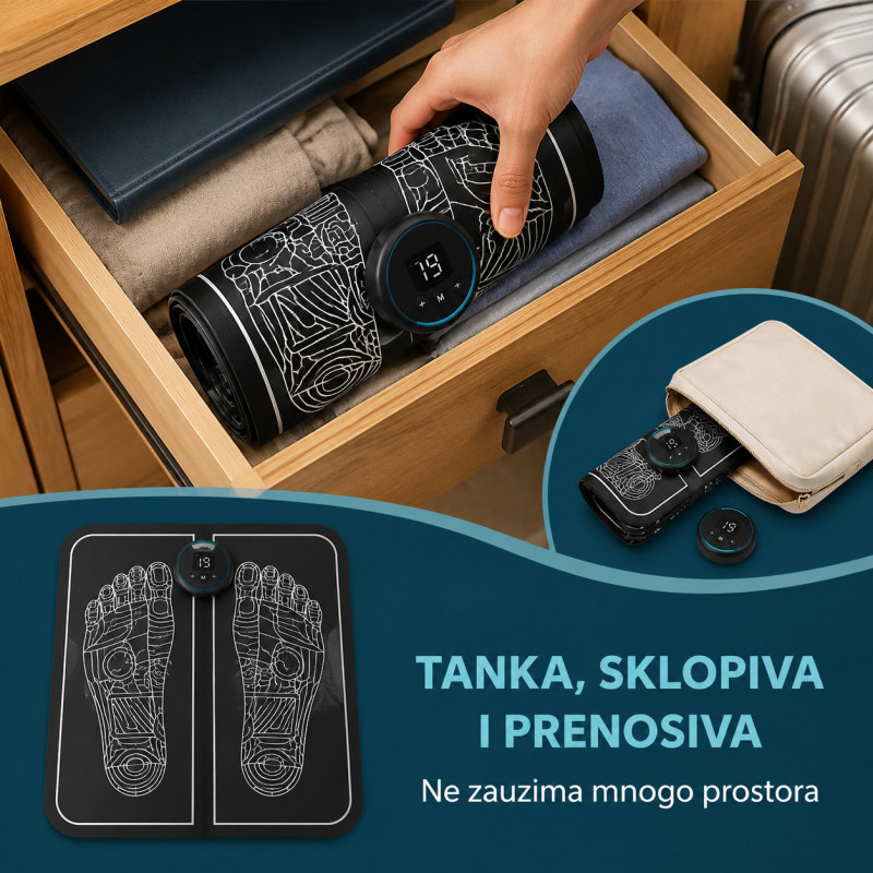 EMS masažer za stopala – 8 režima i 19 nivoa intenziteta