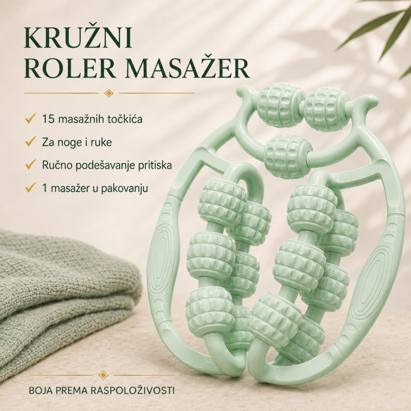 Ručni kružni masažer sa 15 rotirajućih točkića za noge i ruke