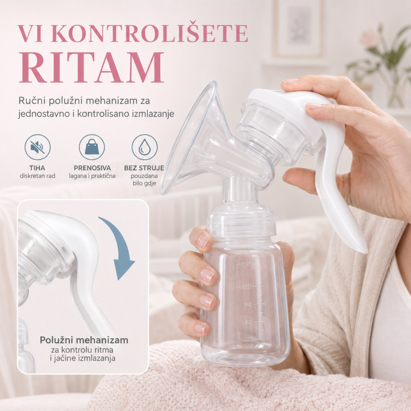 Prenosiva ručna pumpica za izmlazanje mleka – bez struje
