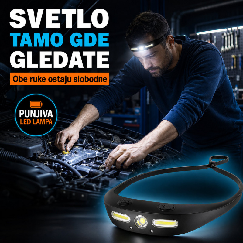 Punjiva LED čeona lampa sa širokim snopom i senzorom pokreta