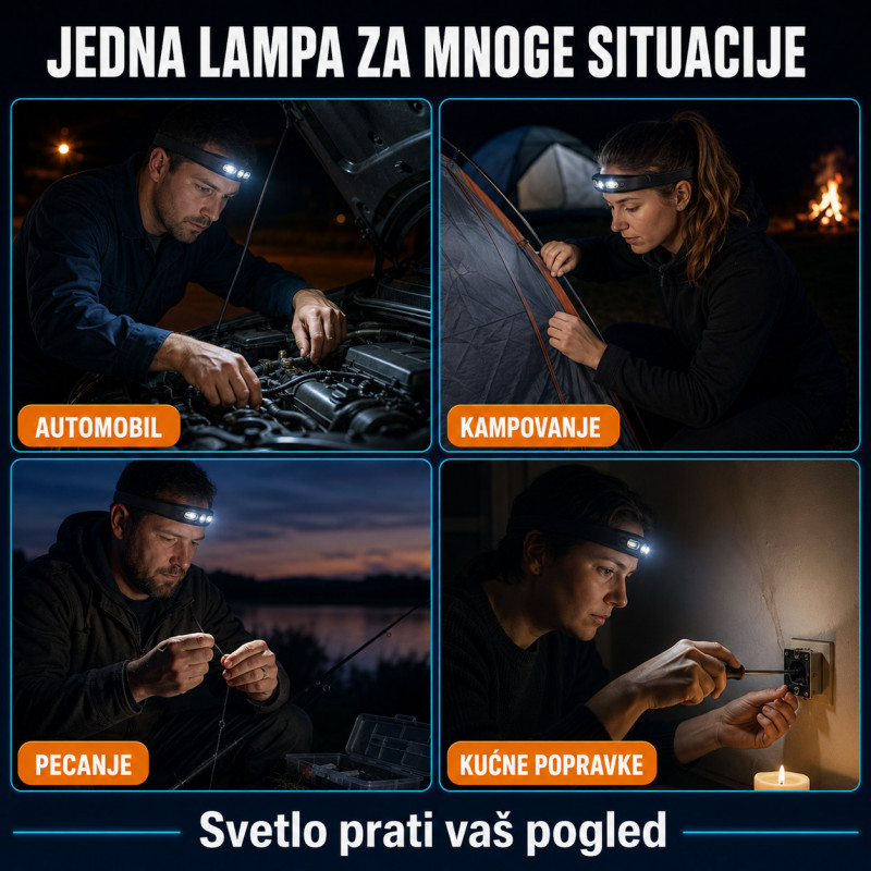 Punjiva LED čeona lampa sa širokim snopom i senzorom pokreta