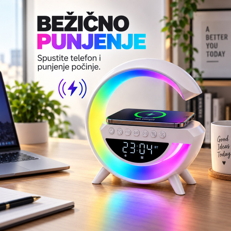 Pametna LED lampa 6u1 sa bežičnim punjačem telefona