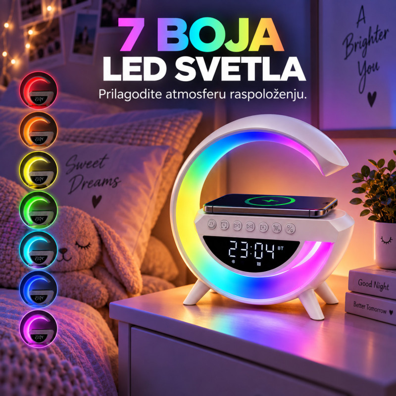Pametna LED lampa 6u1 sa bežičnim punjačem telefona