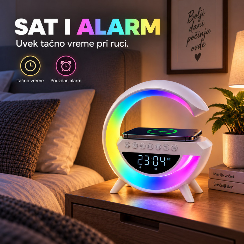 Pametna LED lampa 6u1 sa bežičnim punjačem telefona