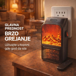 Prenosivi električni grejač Kamin - Flame Heater 900W sa daljinskim upravljačem