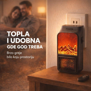 Prenosivi električni grejač Kamin - Flame Heater 900W sa daljinskim upravljačem