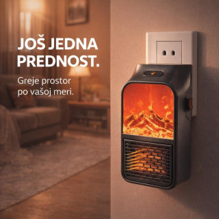 Prenosivi električni grejač Kamin - Flame Heater 900W sa daljinskim upravljačem
