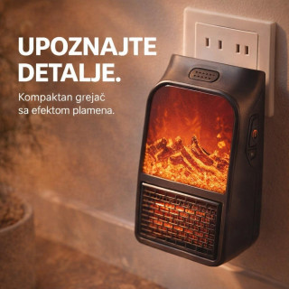 Prenosivi električni grejač Kamin - Flame Heater 900W sa daljinskim upravljačem