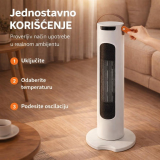 Prenosivi električni grejač 1500W sa LED displejom i dodirnim tasterima