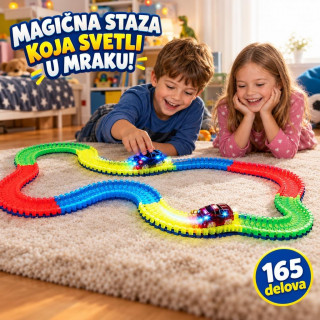 Magična staza sa 165 Delova i Svetlećim Autom