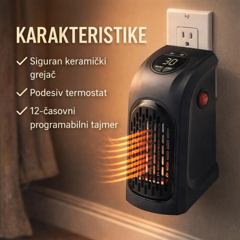 Prenosiva grejalica Handy Heater 400W sa termostatom i tajmerom