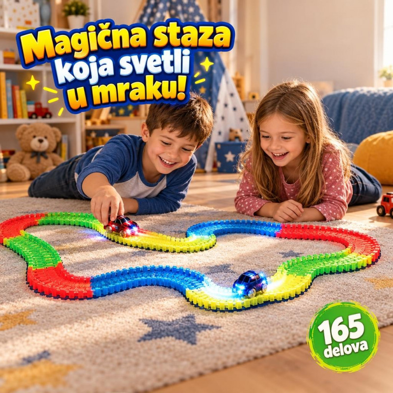 Magična staza sa 165 Delova i Svetlećim Autom