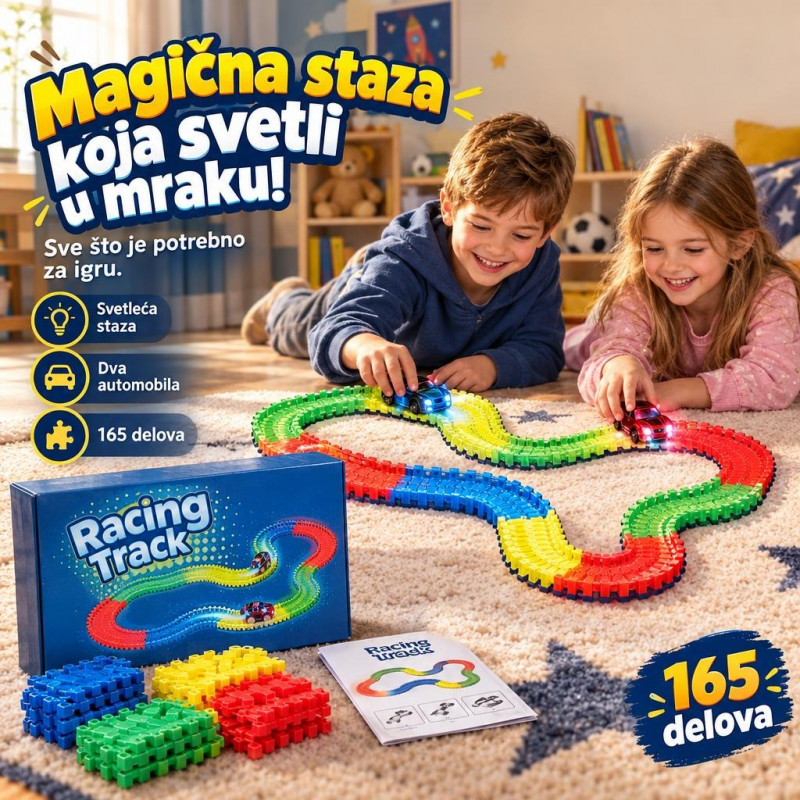 Magična staza sa 165 Delova i Svetlećim Autom