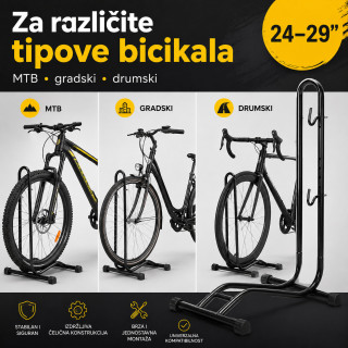 Podni stalak za bicikl 24–29” – čelični parking držač sa kukama