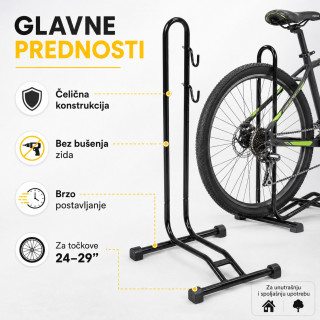 Podni stalak za bicikl 24–29” – čelični parking držač sa kukama