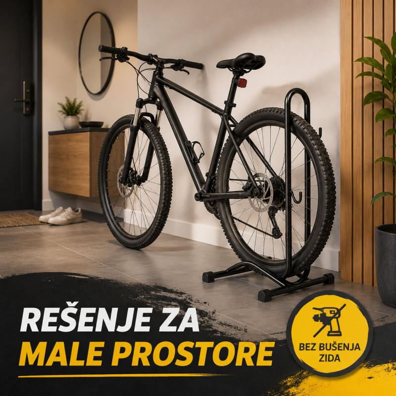 Podni stalak za bicikl 24–29” – čelični parking držač sa kukama