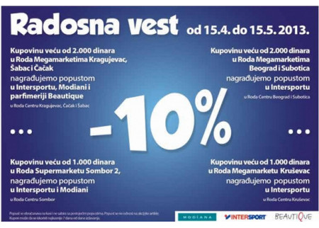 Roda poklanja popust
