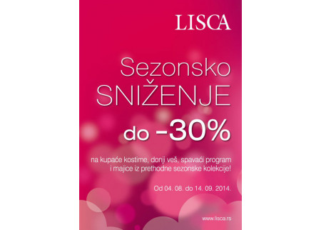 Sezonsko sniženje u Lisci do - 30% na odabrane artikle!