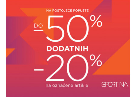 Dodatnih 20% popusta na već sniene cene u Sportini!