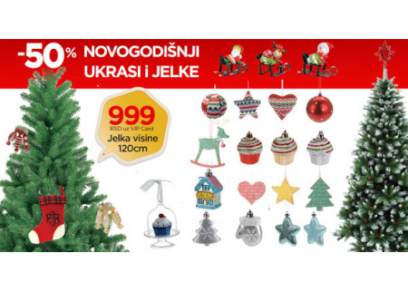 Home centar - Sniženje novogodišnjih jelki i ukrasa! 