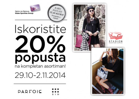 Parfois i Six - 20% popusta za sve članove kluba Sportina Group