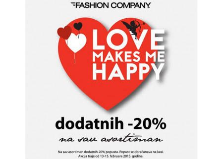 Sniženje povodom Dana zaljubljenih u prodavnicama brendova Fashion Company!