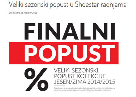 Veliki sezonski popust u Shoestar radnjama!