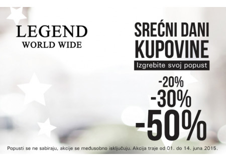 Srećni dani kupovine u Legendu-ogrebi svoj popust!
