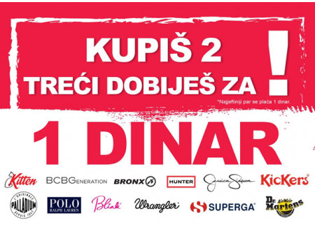 Kupiš dva treći dobiješ za 1 dinar