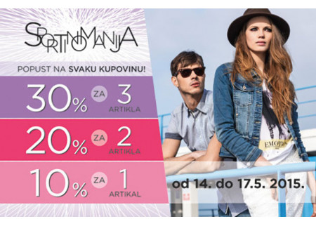 Sportinomanija! Popust na svaku kupovinu!