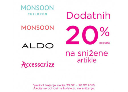 Snižene cene - Aldo, Accessorize, Monsoon 