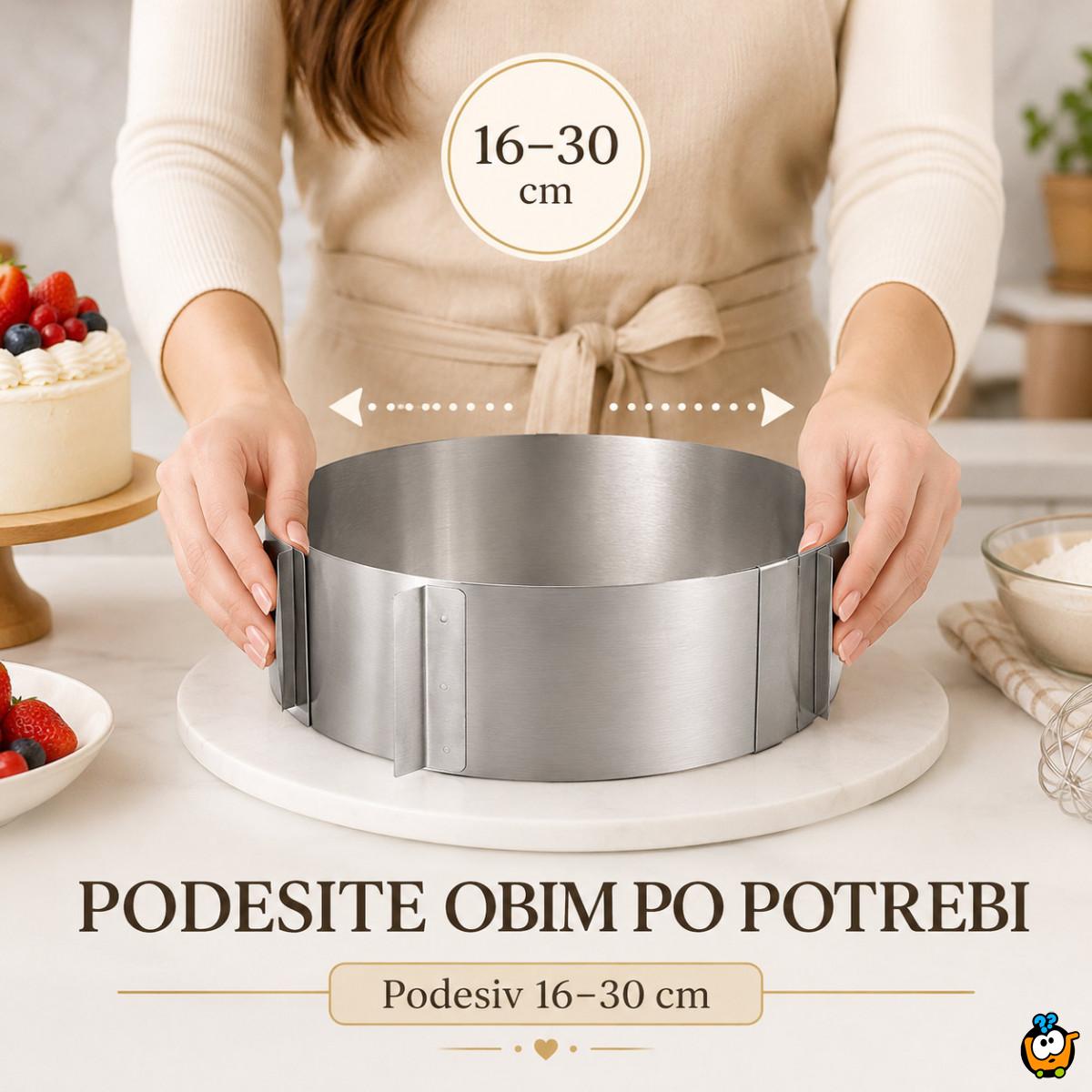 Okrugli podesivi kalup od inox-a za spremanje poslastica i jela