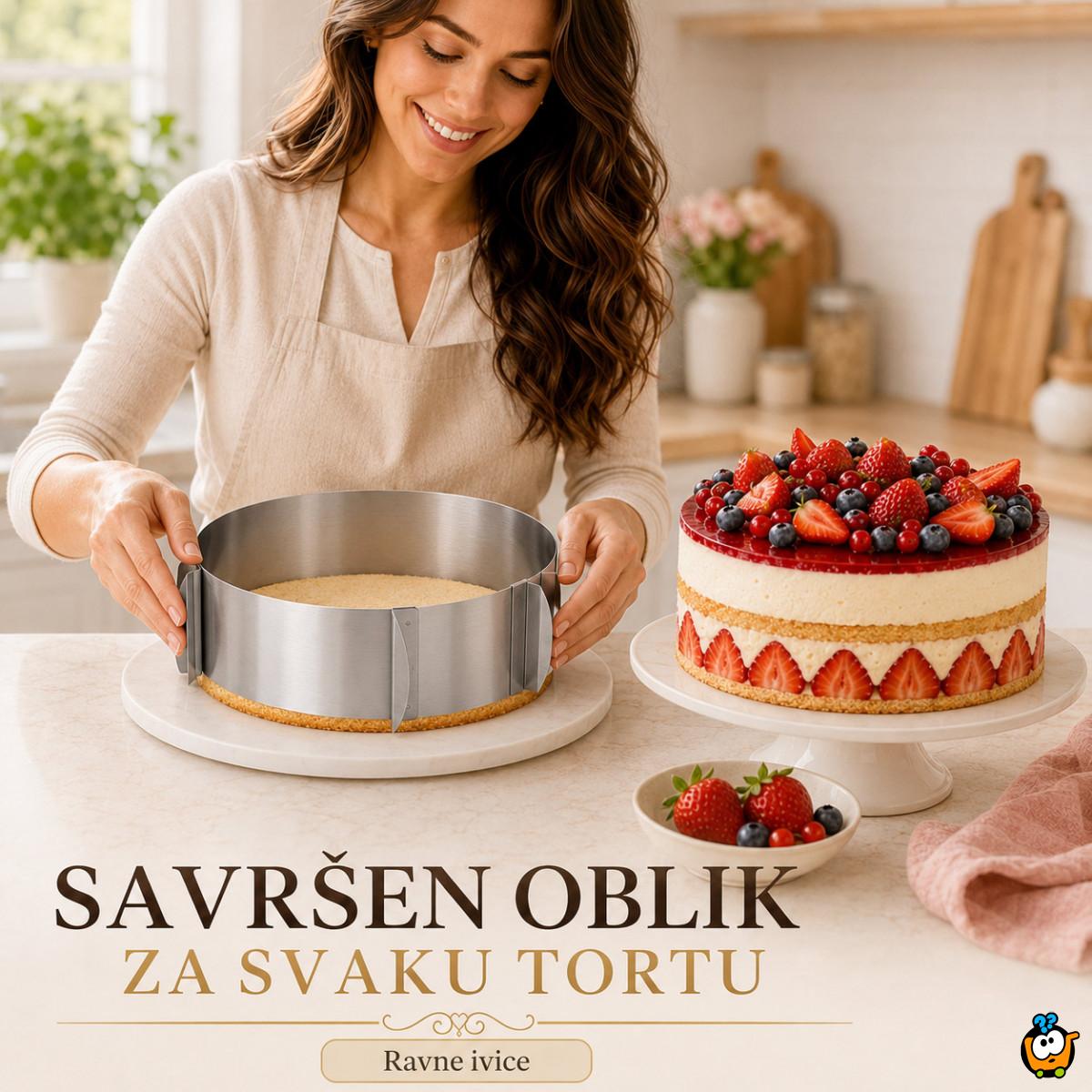 Okrugli podesivi kalup od inox-a za spremanje poslastica i jela