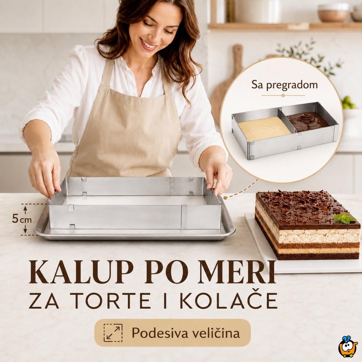 Pravougaoni podesivi kalup od inox-a za spremanje poslastica i jela