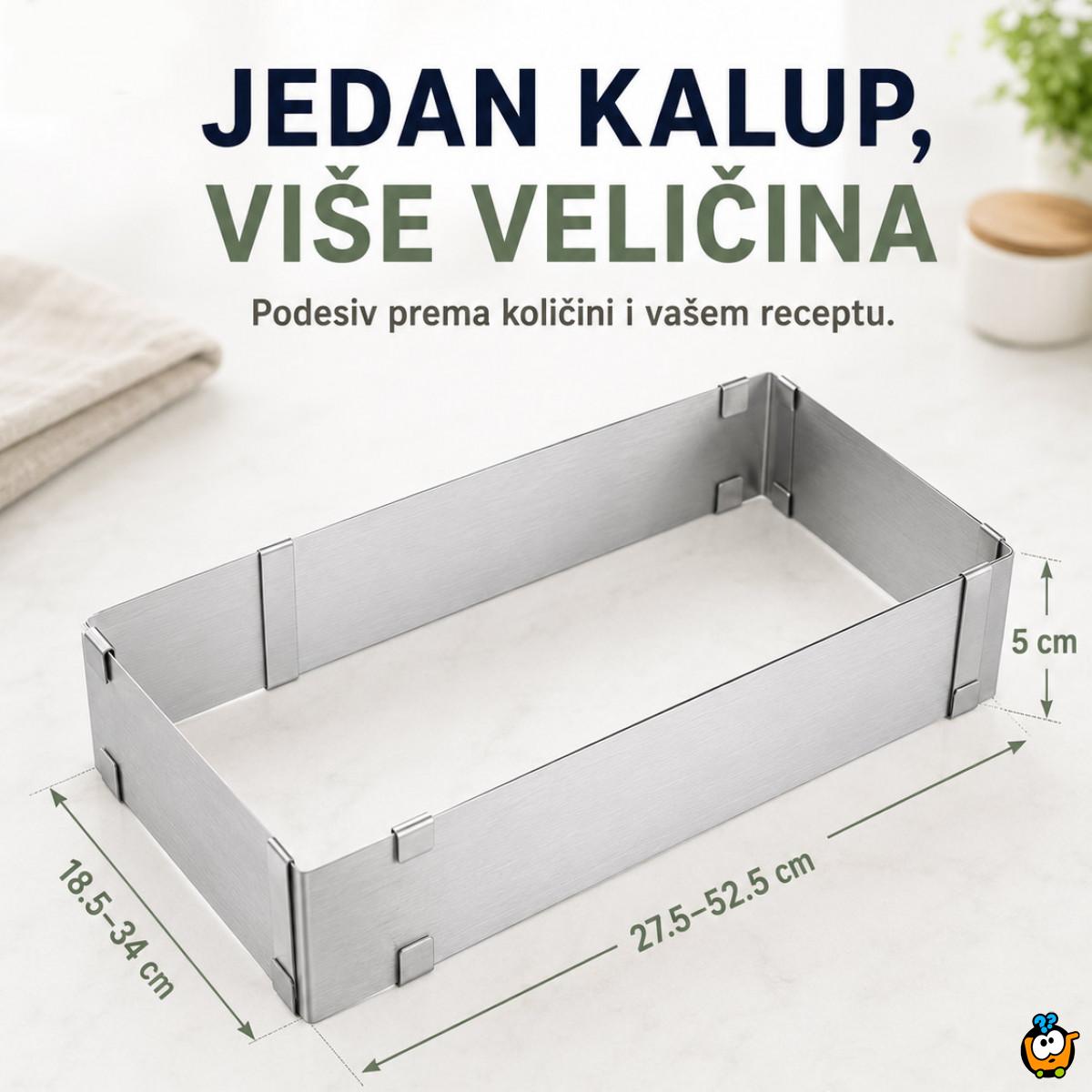 Pravougaoni podesivi kalup od inox-a za spremanje poslastica i jela