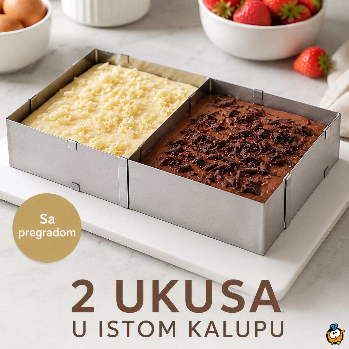 Pravougaoni podesivi kalup od inox-a za spremanje poslastica i jela