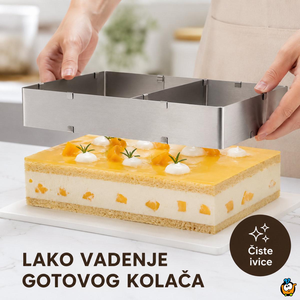 Pravougaoni podesivi kalup od inox-a za spremanje poslastica i jela