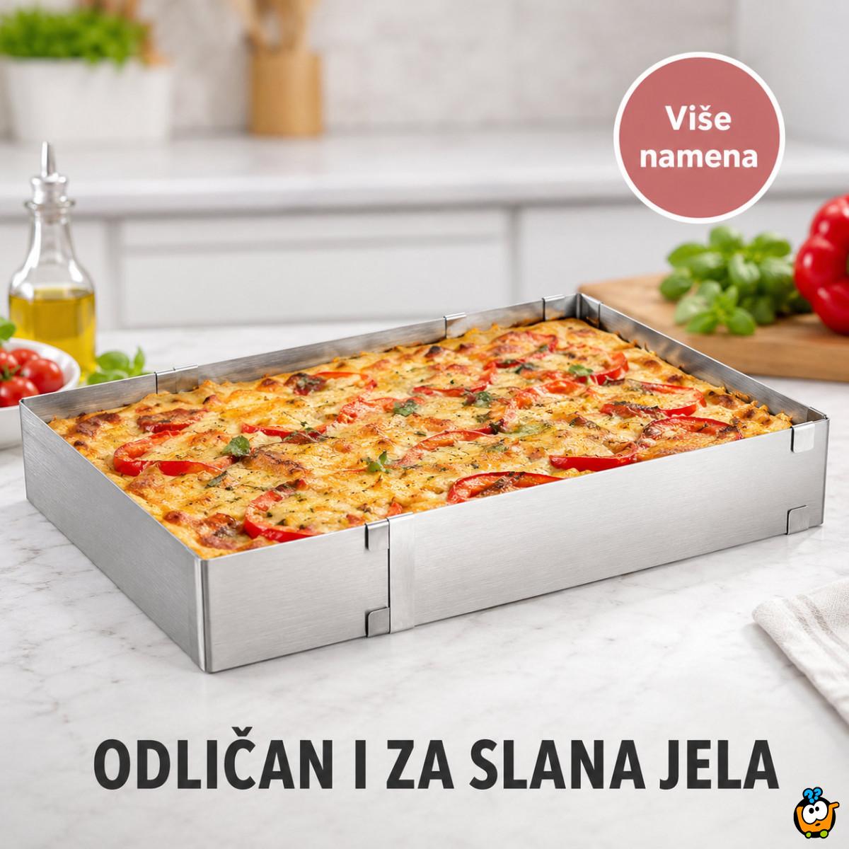Pravougaoni podesivi kalup od inox-a za spremanje poslastica i jela