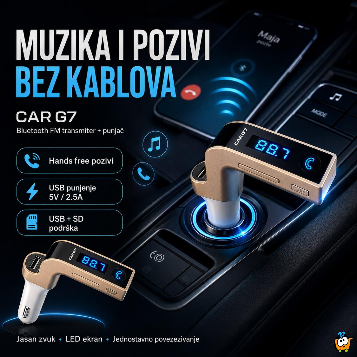 CAR G7 - Mini Bluetooth transmiter zvuka za auto  + punjač za telefon