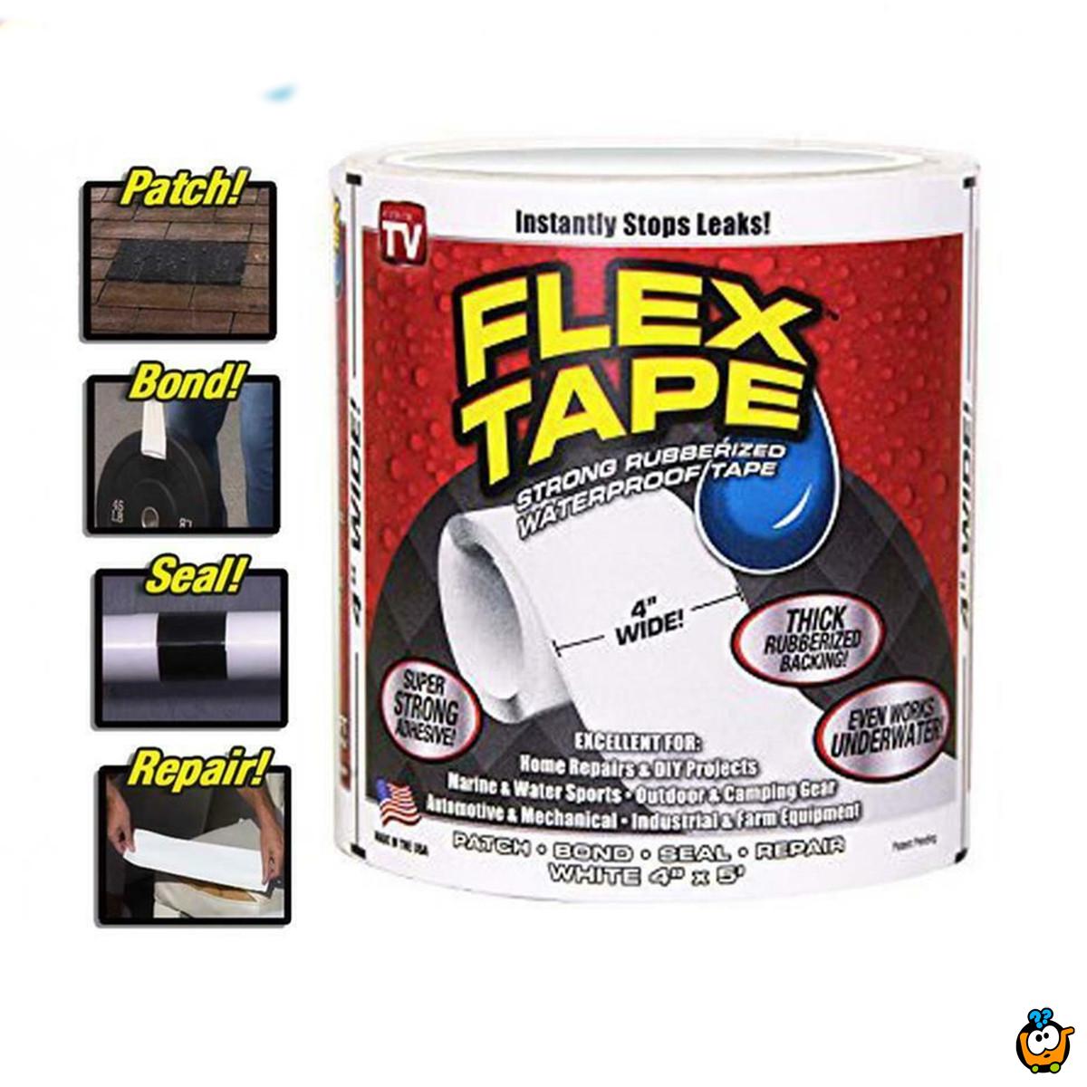 FLEX TAPE 10 x 150 cm - Bela super jaka vodootporna izolir traka za sve vrste popravki