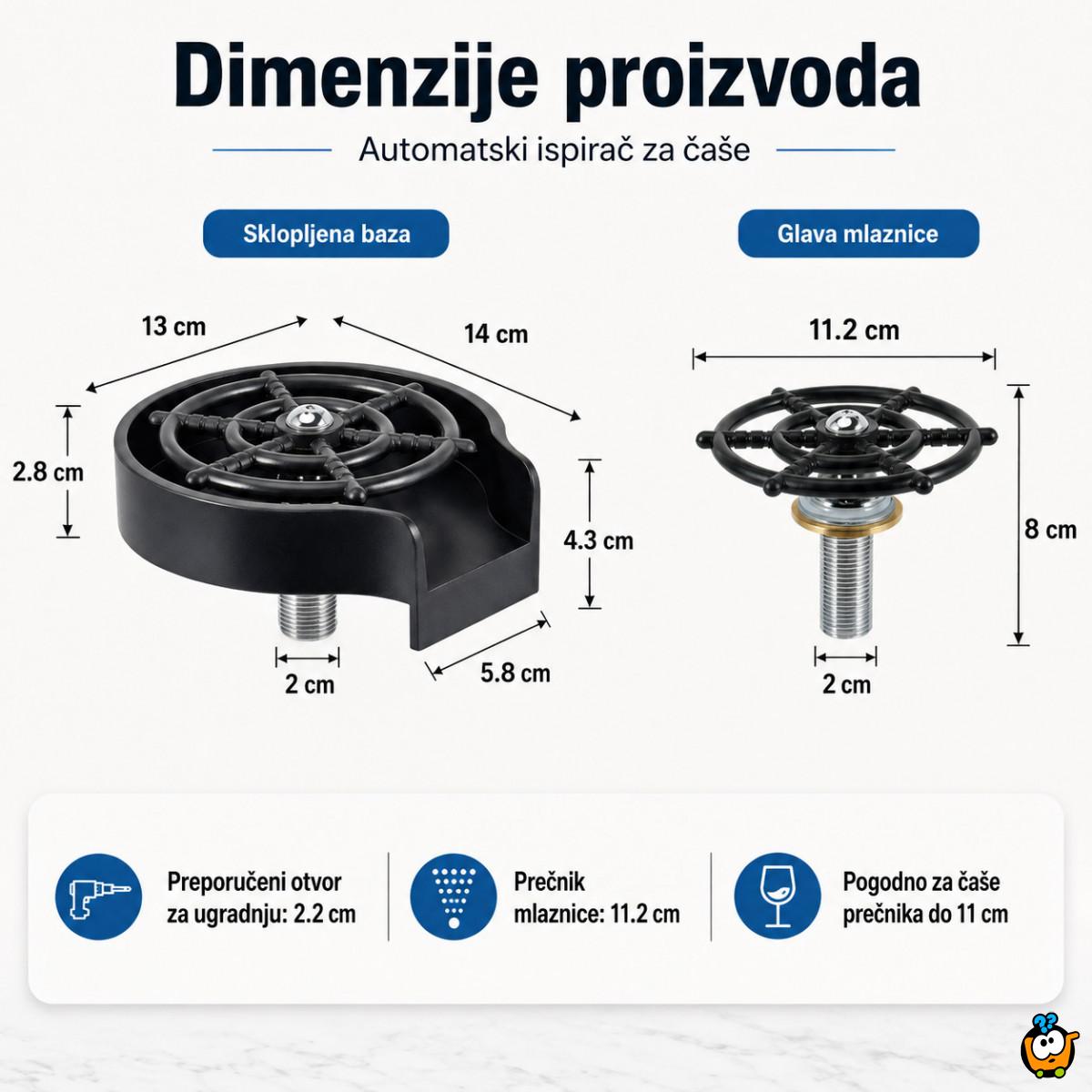 Automatski ispirač čaša i flaša za sudoperu