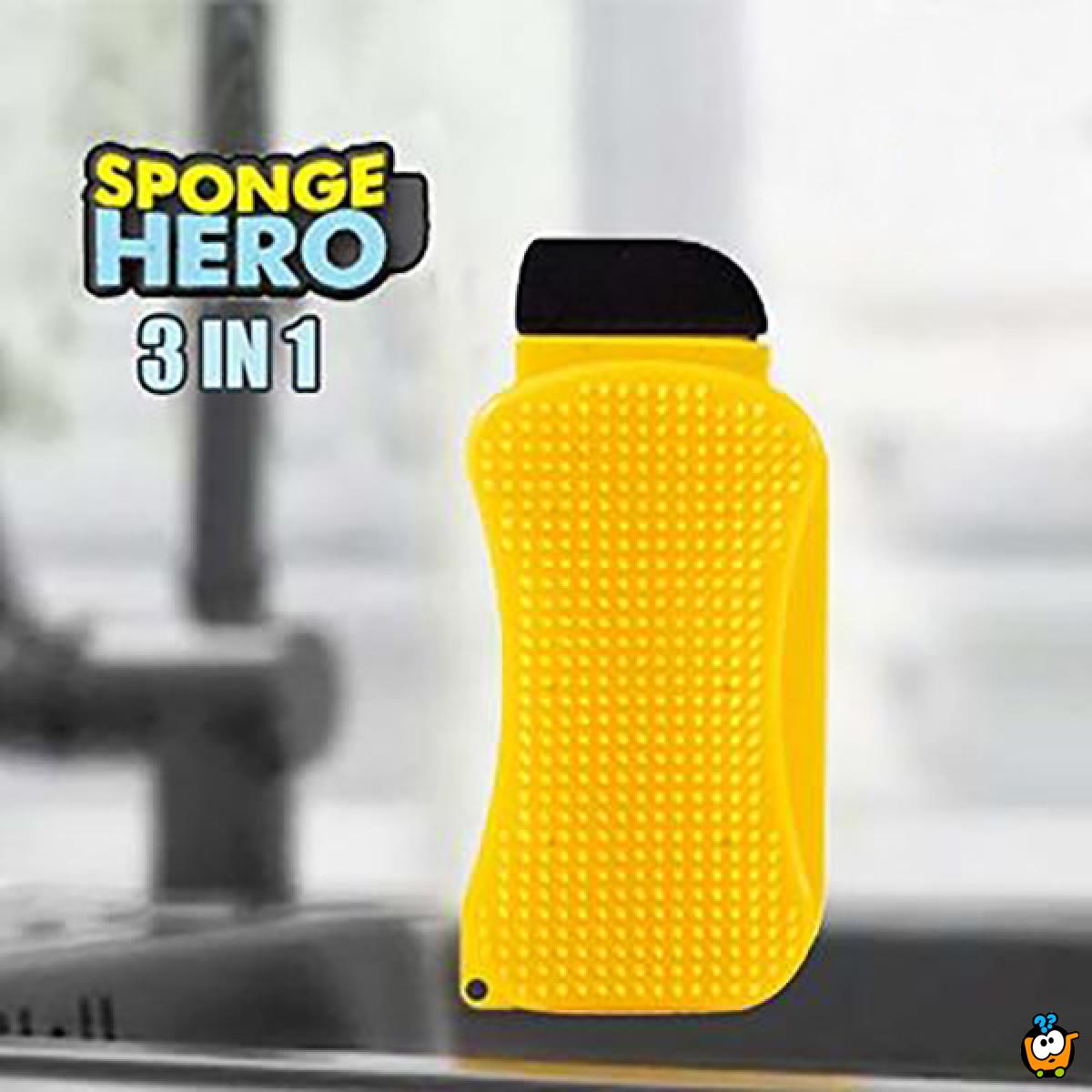 Sponge Hero - 3u1 silikonska četka+ lopatica za ribanje