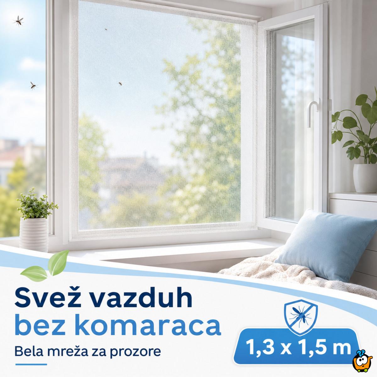 Bela mreža za prozor protiv komaraca 1,3 x 1,5 m