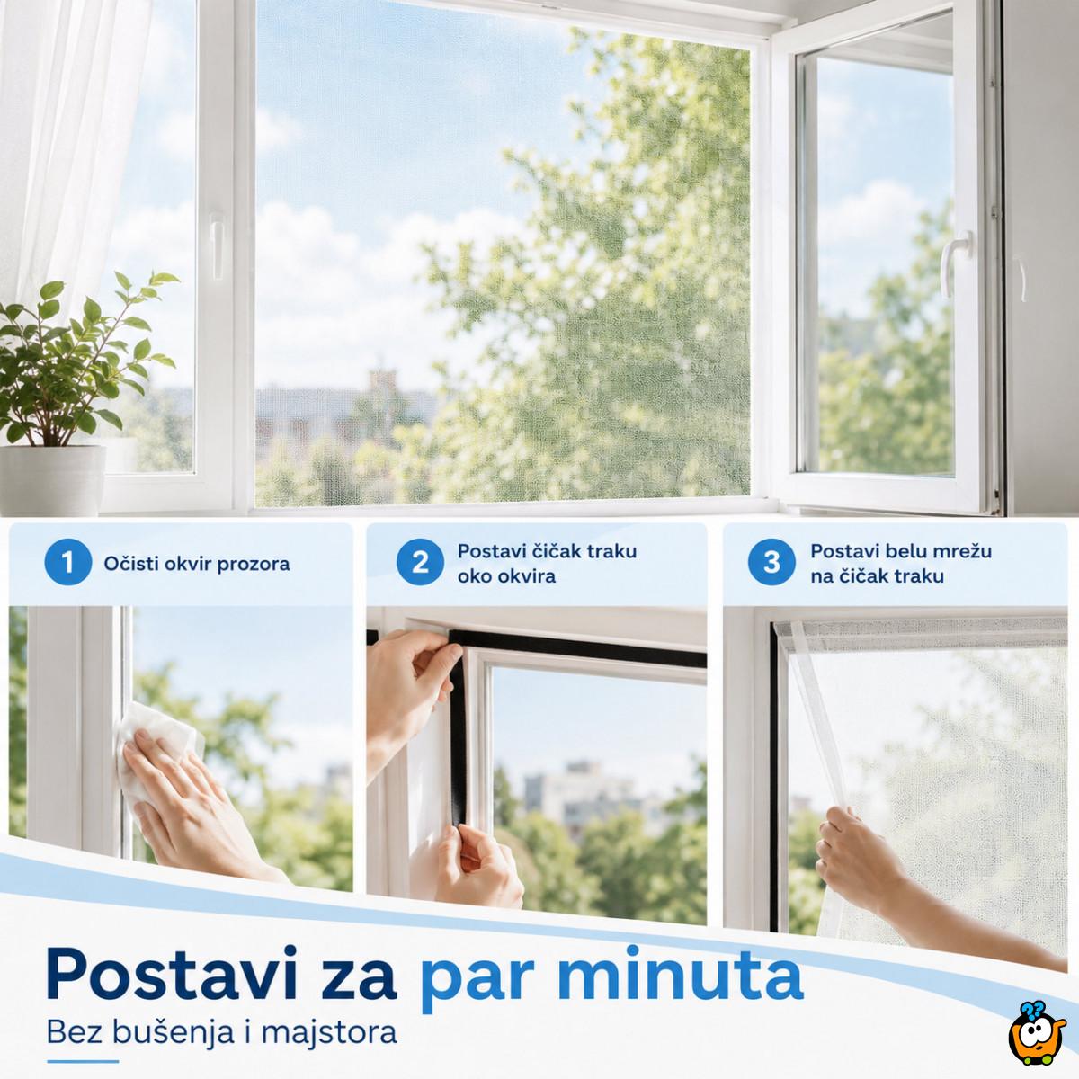 Bela mreža za prozor protiv komaraca 1,3 x 1,5 m