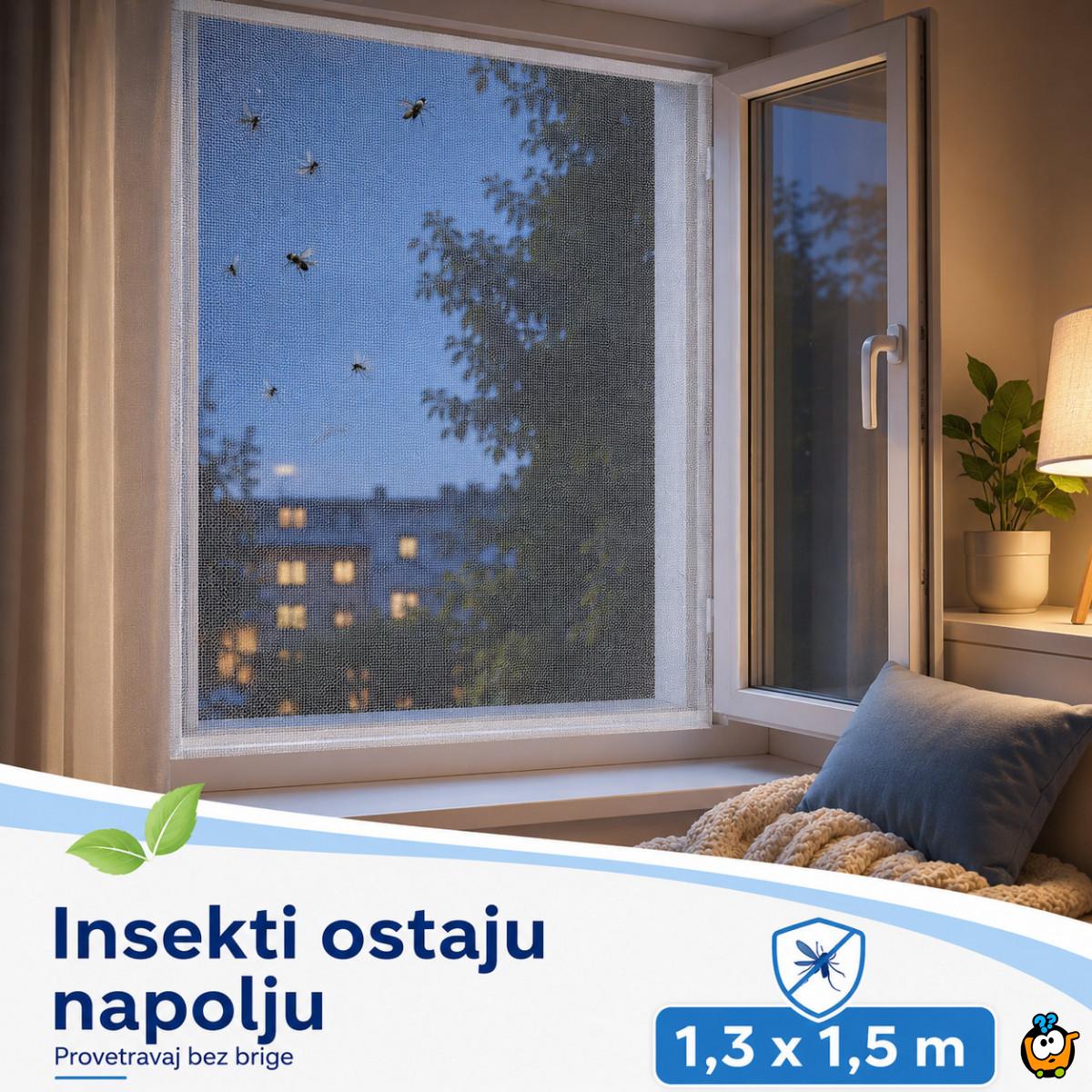 Bela mreža za prozor protiv komaraca 1,3 x 1,5 m