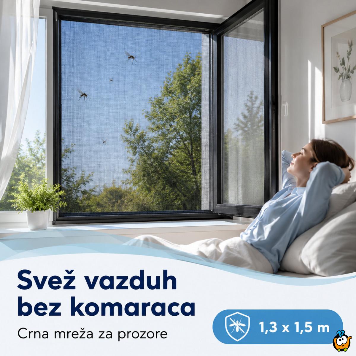 Crna mreža za prozor protiv komaraca 1,3 x 1,5 m
