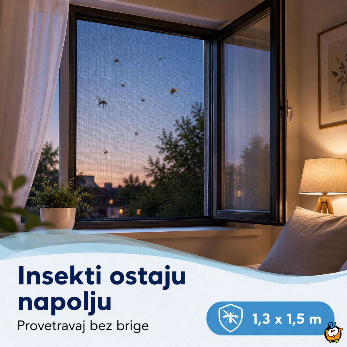 Crna mreža za prozor protiv komaraca 1,3 x 1,5 m